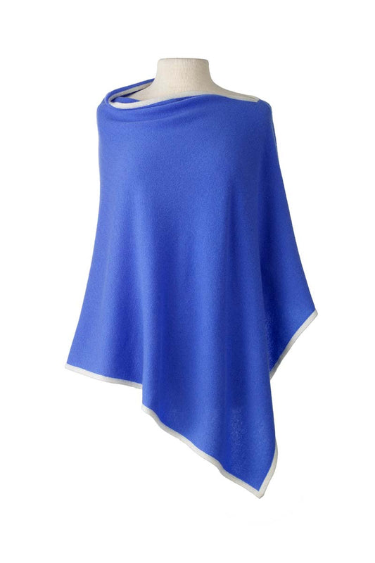 Classic Poncho - Cornflower/Ecru