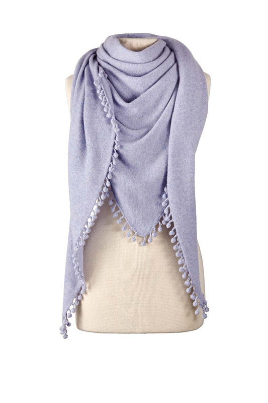 Pom-Pom Triangle Wrap - Heather