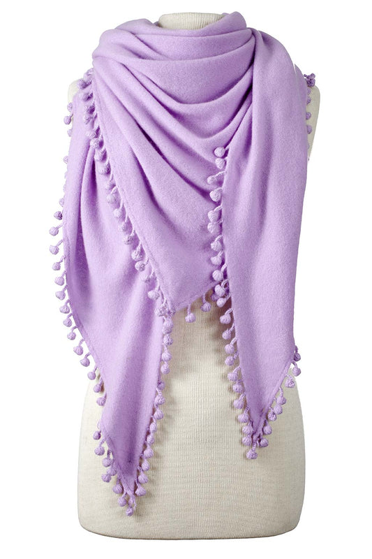 Pom-Pom Triangle Wrap - Lavender