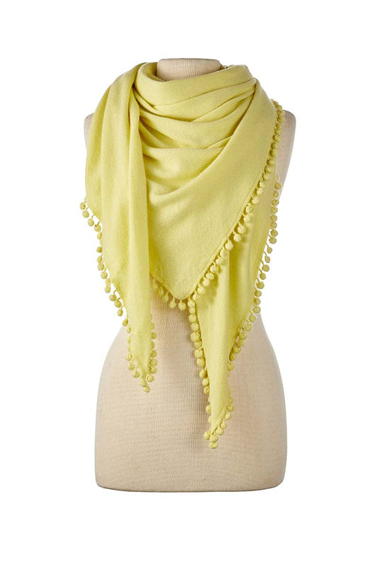 Pom-Pom Triangle Wrap - Lemon