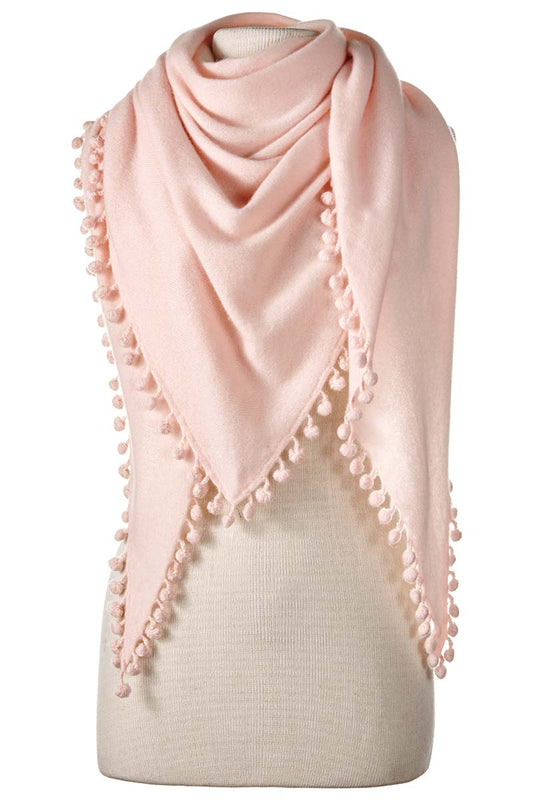 Pom-Pom Triangle Wrap - Pale Pink