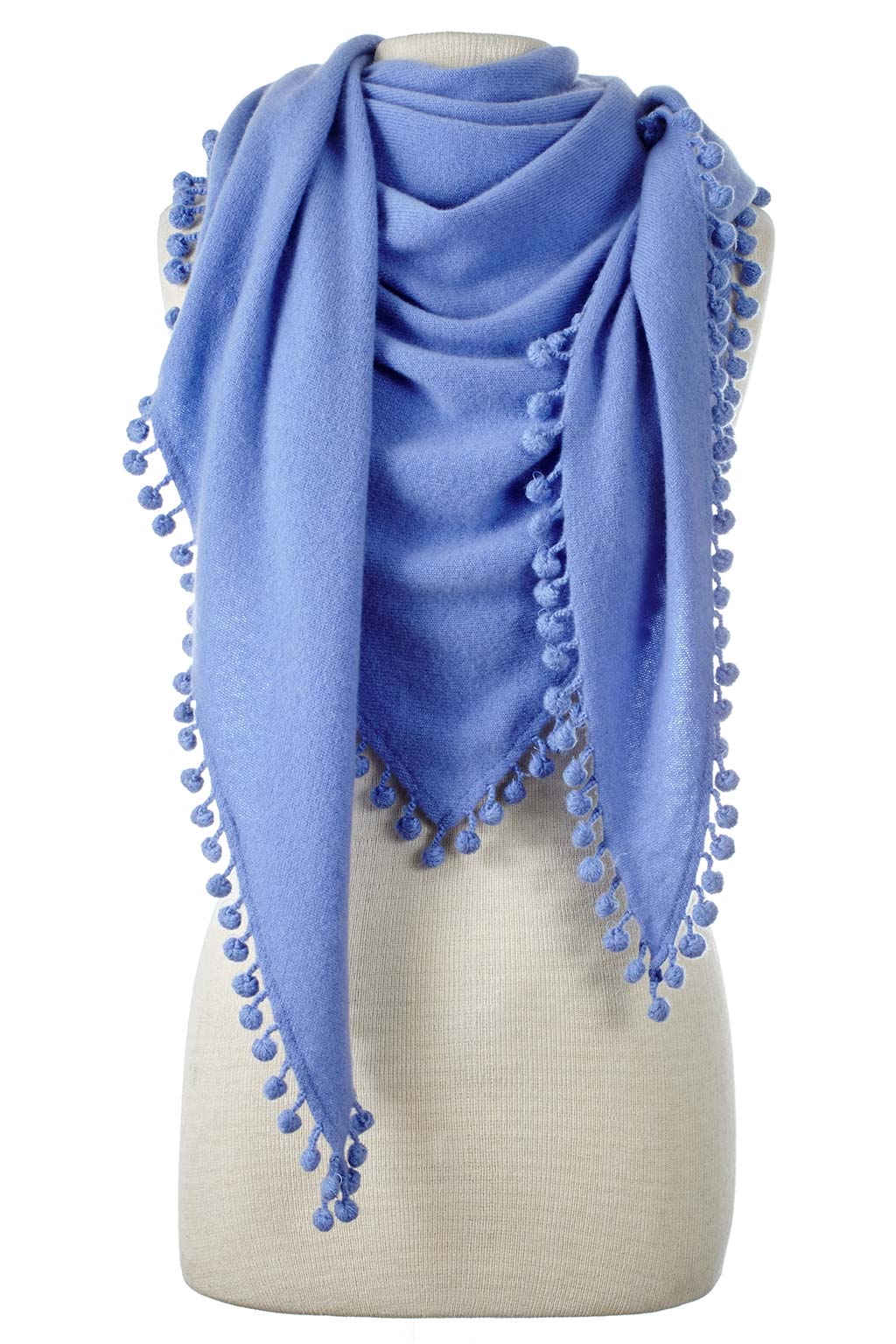 Pom-Pom Triangle Wrap - Wedgwood